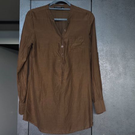 🐸 HALLHUBER BLUSE 30% SEIDE 36 BRAUN MIT KLEINEM MAKEL