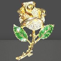 🌹✨ Elegante Vintage-Rosen-Brosche mit Strass 💎✨