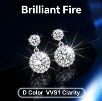 Boucles d'oreille argent avec diamants de moissanite de 2 ct