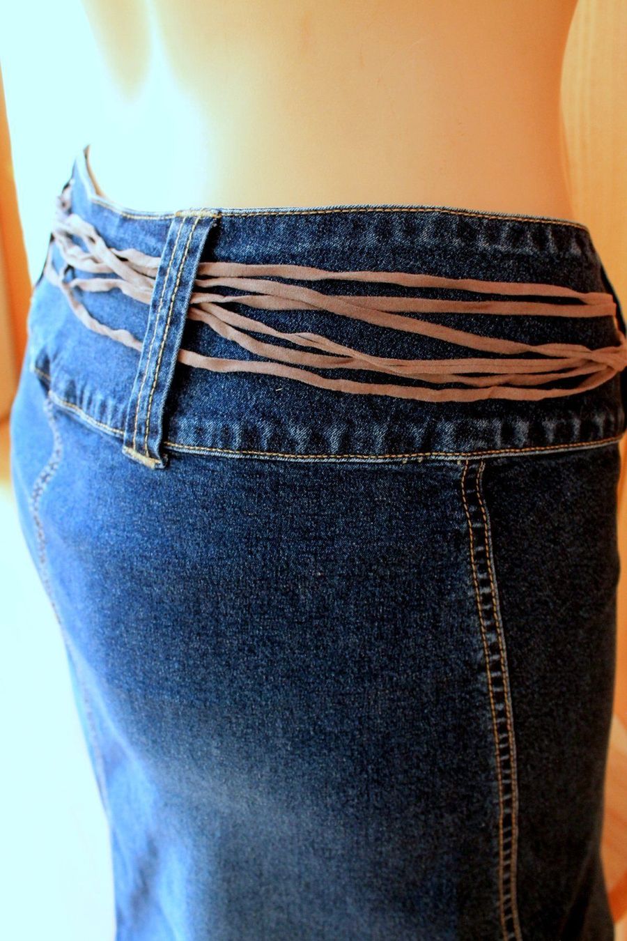 Gonne: toller Jeansrock / ROCK mit Bindegürtel Patchwork  36 S Neu! – Nuovo (secondo la descrizione) da Rebstein venduto da QuasarVincent 6