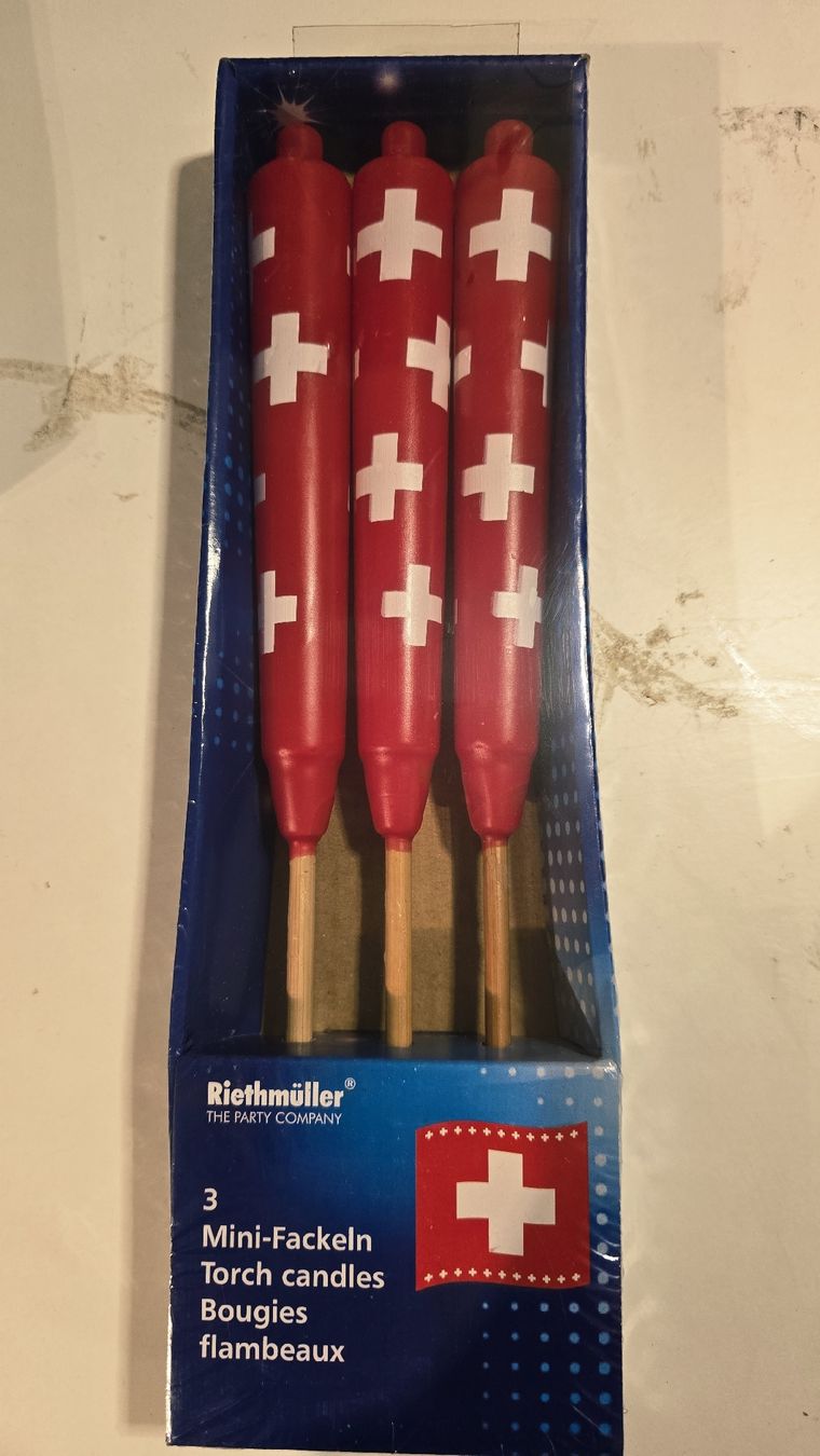 Candele: Mini-Fackeln & Lampionkerzen mit Schweizerkreuz – Nuovo e nell'imballaggio originale da Dussnang venduto da Priska2285 2