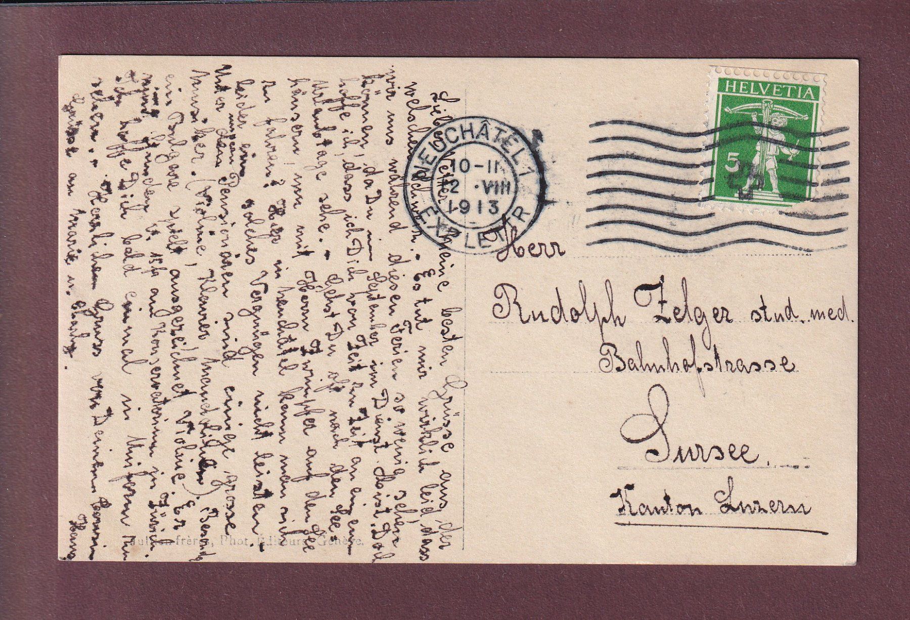 Ansichtskarten: NEUCHÂTEL - Port - Musée - 1913 – Gebraucht aus Pully von nicecards 1