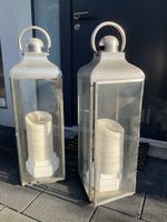 2 Grosse, robuste Laternen inkl grosse Kerzen mit Timer
