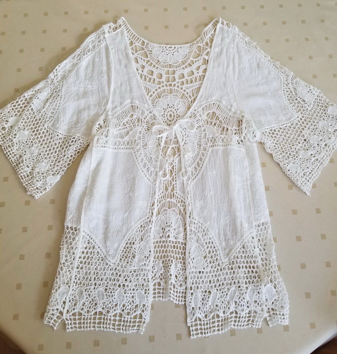 Camicette: Bluse Weiss mit Spitzen-Stoff Mix – Nuovo (secondo la descrizione) da Schwerzenbach venduto da vimo-18 3