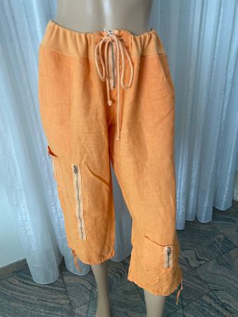MUST HAVE - aussergewöhnliche 7/8-LEINEN-Hose, orange, L