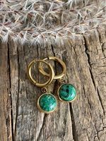 14k vergoldete MALACHIT Creolen