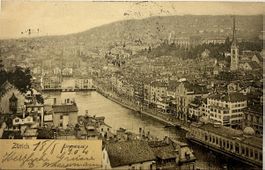 Alte AK Limatquai ZH 1904.