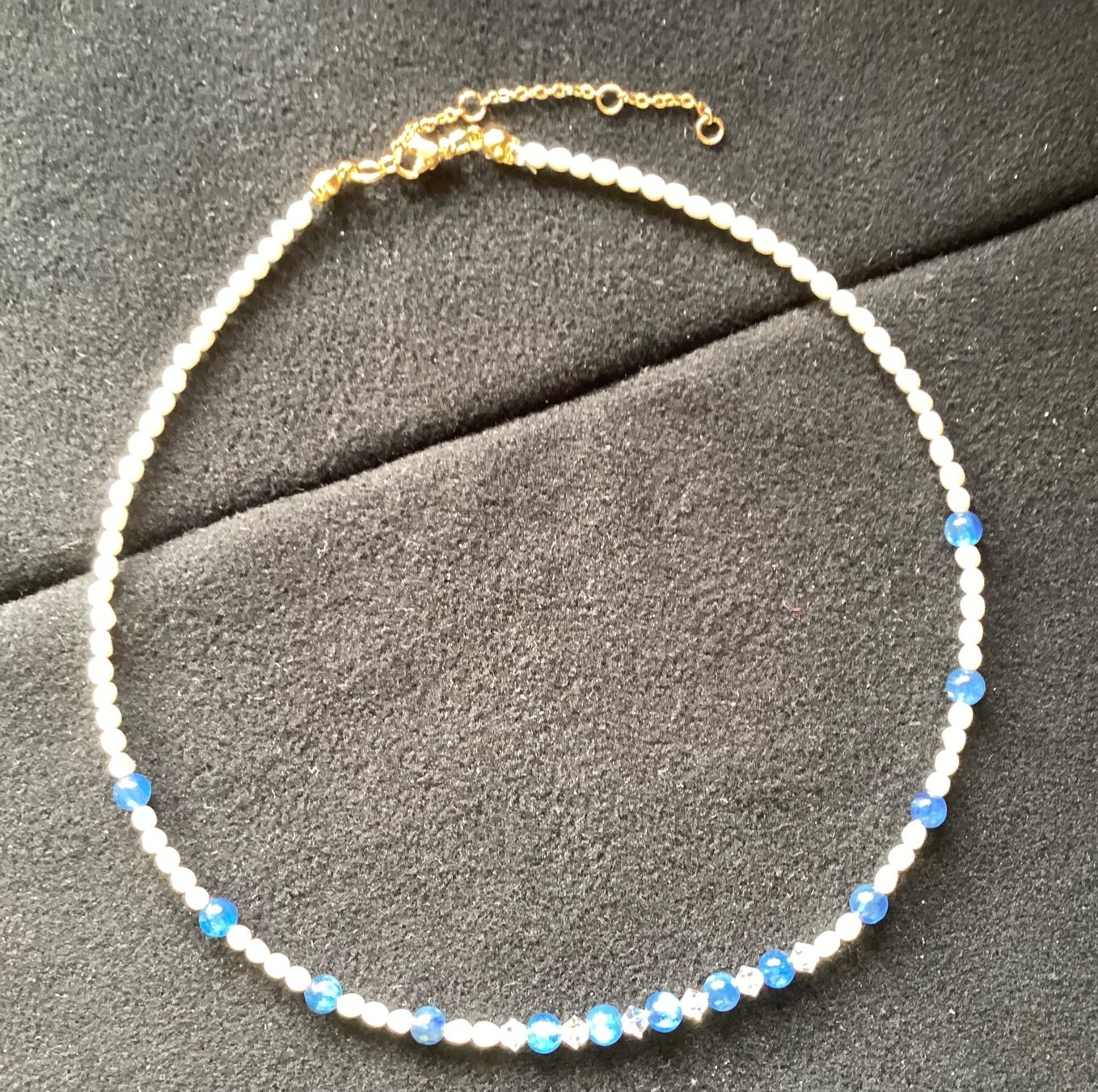Catenine: Feine moderne Edelsteinkette: Amazonit + Süsswasserperle – Nuovo e nell'imballaggio originale da Laax venduto da kri_95f5 1