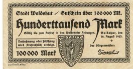 Waldshut 100000 Mark+Stempel 16.08.1923 SS++-VZ