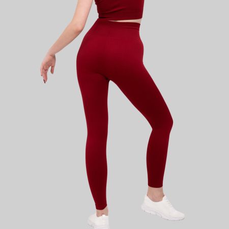 Sport Leggings Damen HighWaist Nahtlos Fitness Pilates Rot L