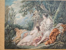"Badende an der Quelle" Kunstdruck um 1900