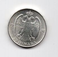 (1291) Jugoslawien, 20 Dinar 1938, top stgl