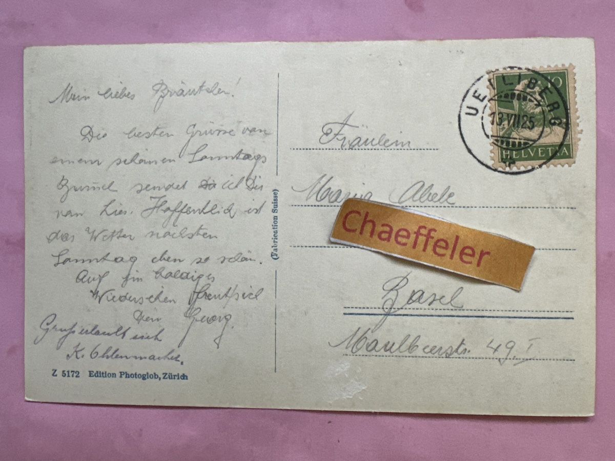 Cartoline postali: 1925 Uetliberg - Fallätsche, Glecksteinhütte mit Glärnisch – Usato da Zürich venduto da Chaeffeler 1