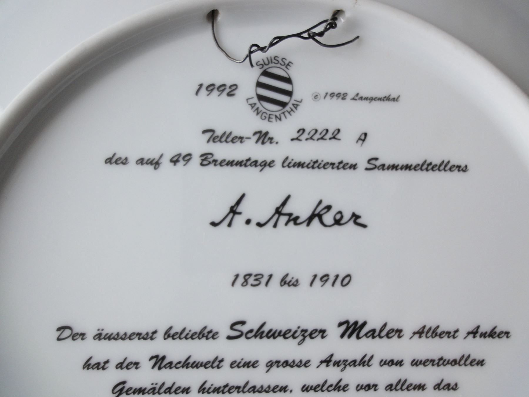 Assiettes: Sammelteller A. Anker – D'occasion à Chur par omonia 1