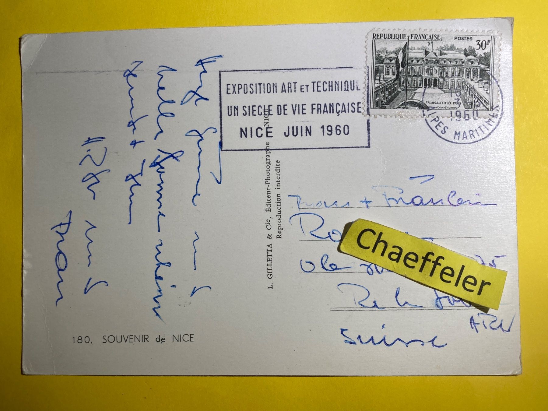 Ansichtskarten: 1960 Souvenir de Nice – Gebraucht aus Zürich von Chaeffeler 1