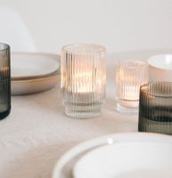 Deko - Esmée Teelicht Glas mit Rillen 3x kl + 3x gr. - Scand