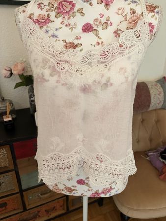Neues Baumwolle Spitzen Top Gr S