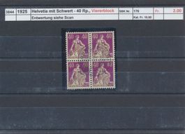 1925 "Helvetia mit Schwert -40 Rp.", Viererblock, gestempelt