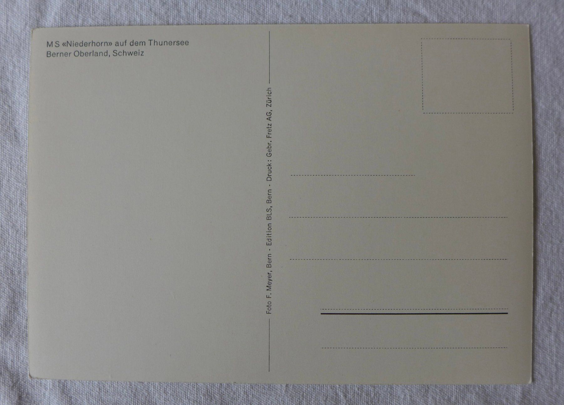 Cartoline postali: AK MS NIEDERHORN auf dem Thunersee BE – Usato da Wallisellen venduto da aloa09 1