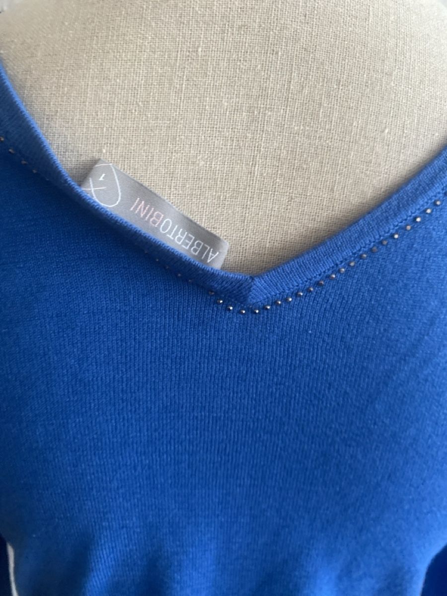 Top: Pull bleu Alberto Bini, coton soie, taille S. – Nuovo e nell'imballaggio originale da Geneve venduto da pat_p76n 3