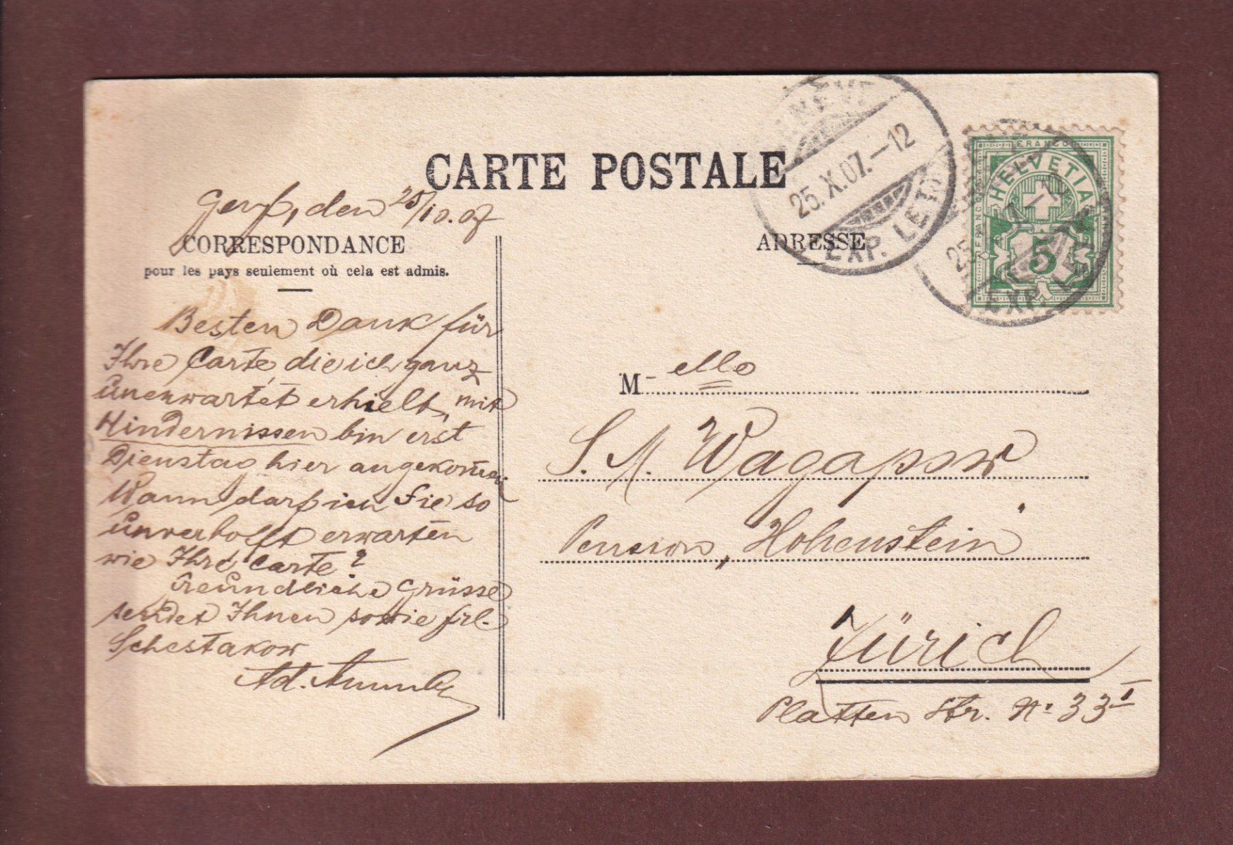 Cartes postales: GENEVE - Jardin anglais - 1907 – D'occasion à Pully par nicecards 1