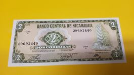 Nicaragua 2 Cordobas Geldschein, Jahrgang 1972