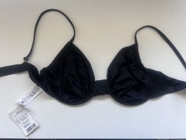 Neues Calzedonia Bikinioberteil Shiny Satin – Schwarz