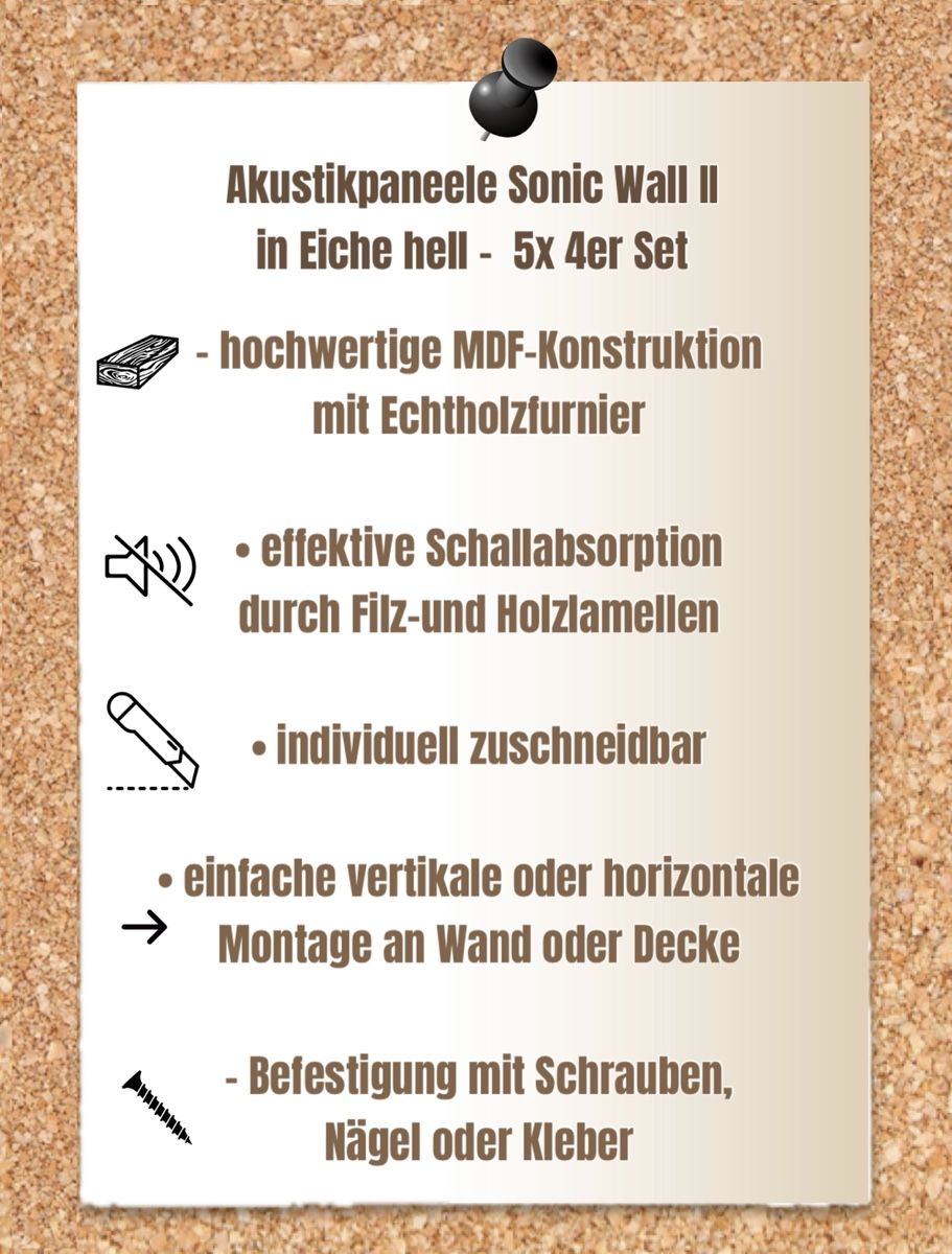Sonstiges Zubehör: Akustikpaneele Sonic Wall II - Eiche hell, 5 4er-Sets NEU – Neu (gemäss Beschreibung) aus Murten von Anne.M 8
