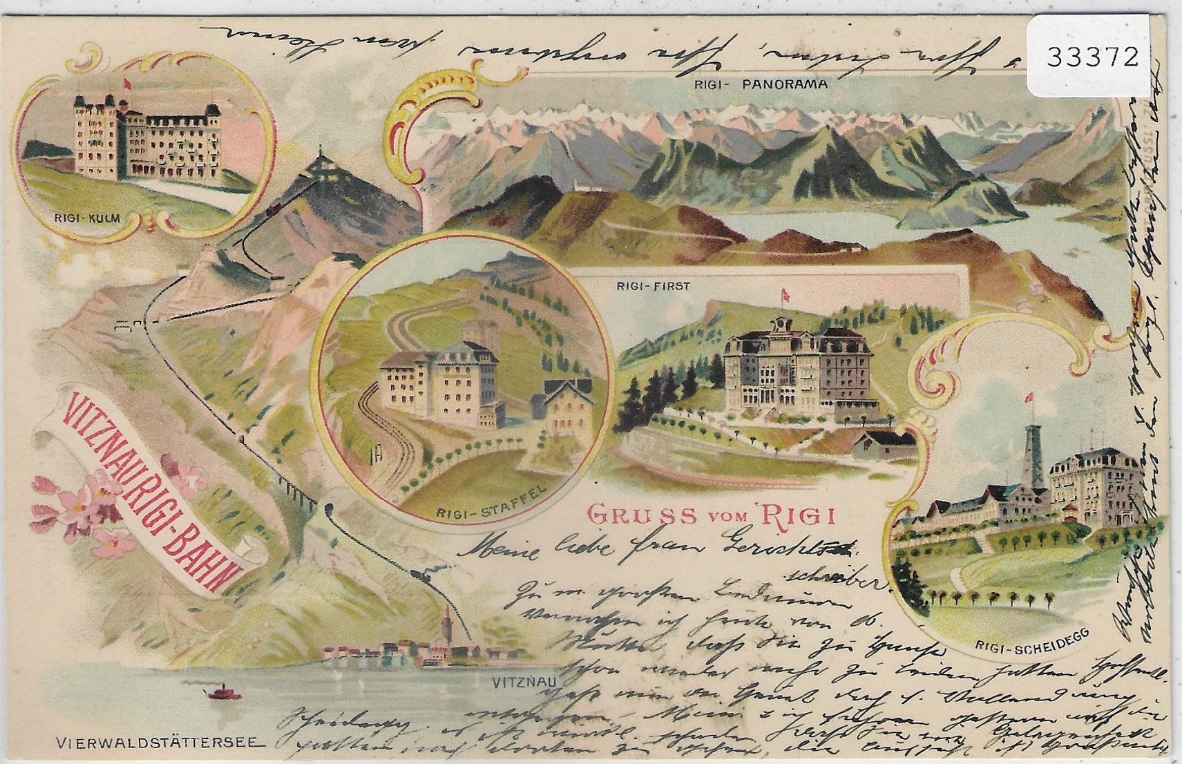 Cartoline postali: Gruss vom Rigi - Vitznau-Rigi-Bahn - Litho – Usato da Ettingen venduto da Kartenplanet