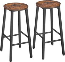 Barhocker 2er Set mit Fußstütze Küchenhocker Holz Metall
