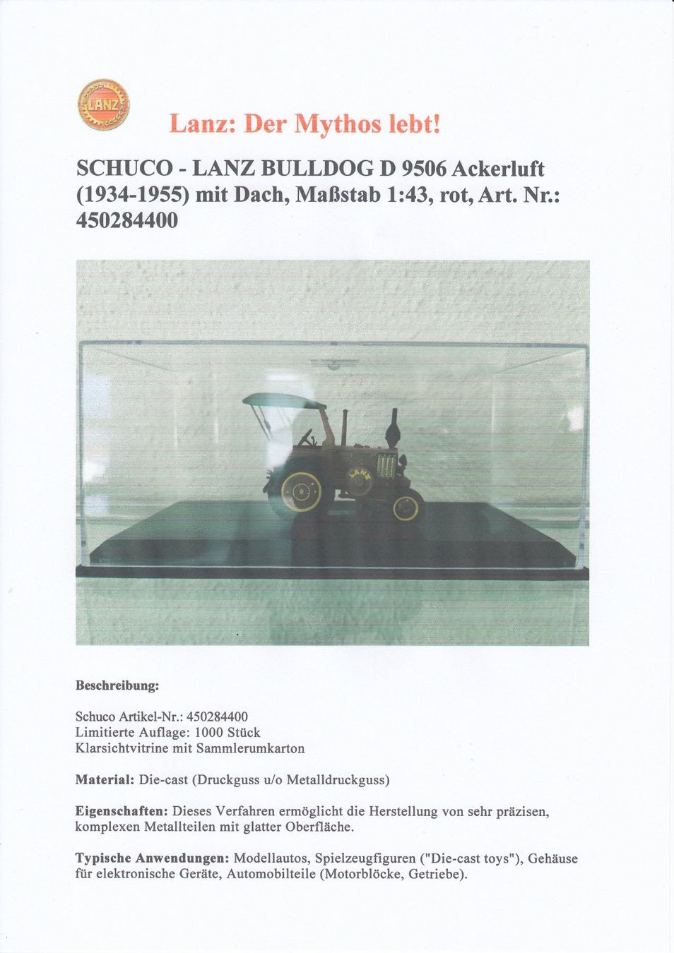 Schuco Kit di modellismo & Modellini statici: Lanz: Der Mythos lebt! – Nuovo (secondo la descrizione) da Nendeln venduto da hgh_672q 1