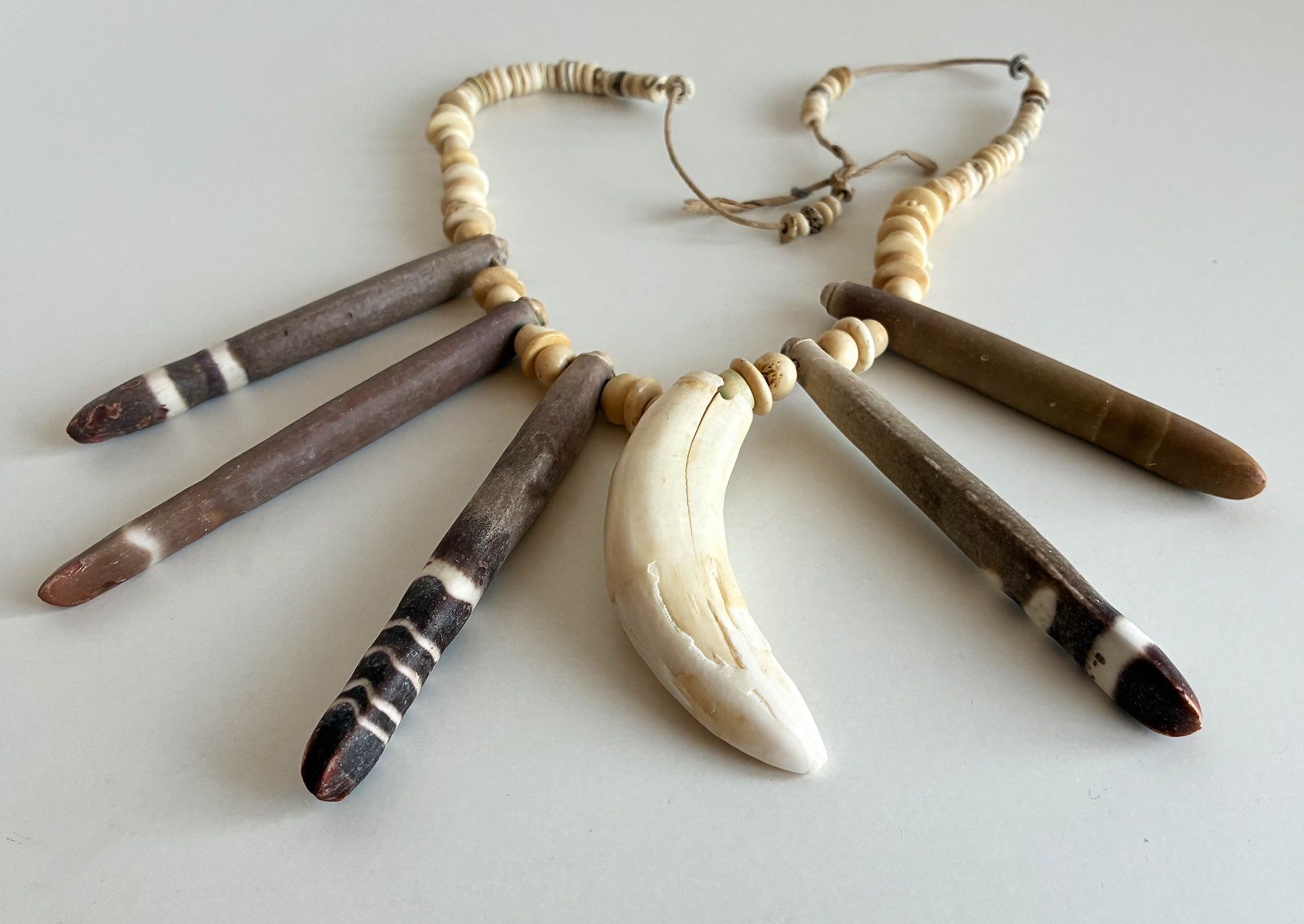 Catenine: Knochen Kette mit echtem Zahn – Usato da Bäretswil venduto da robsonantik