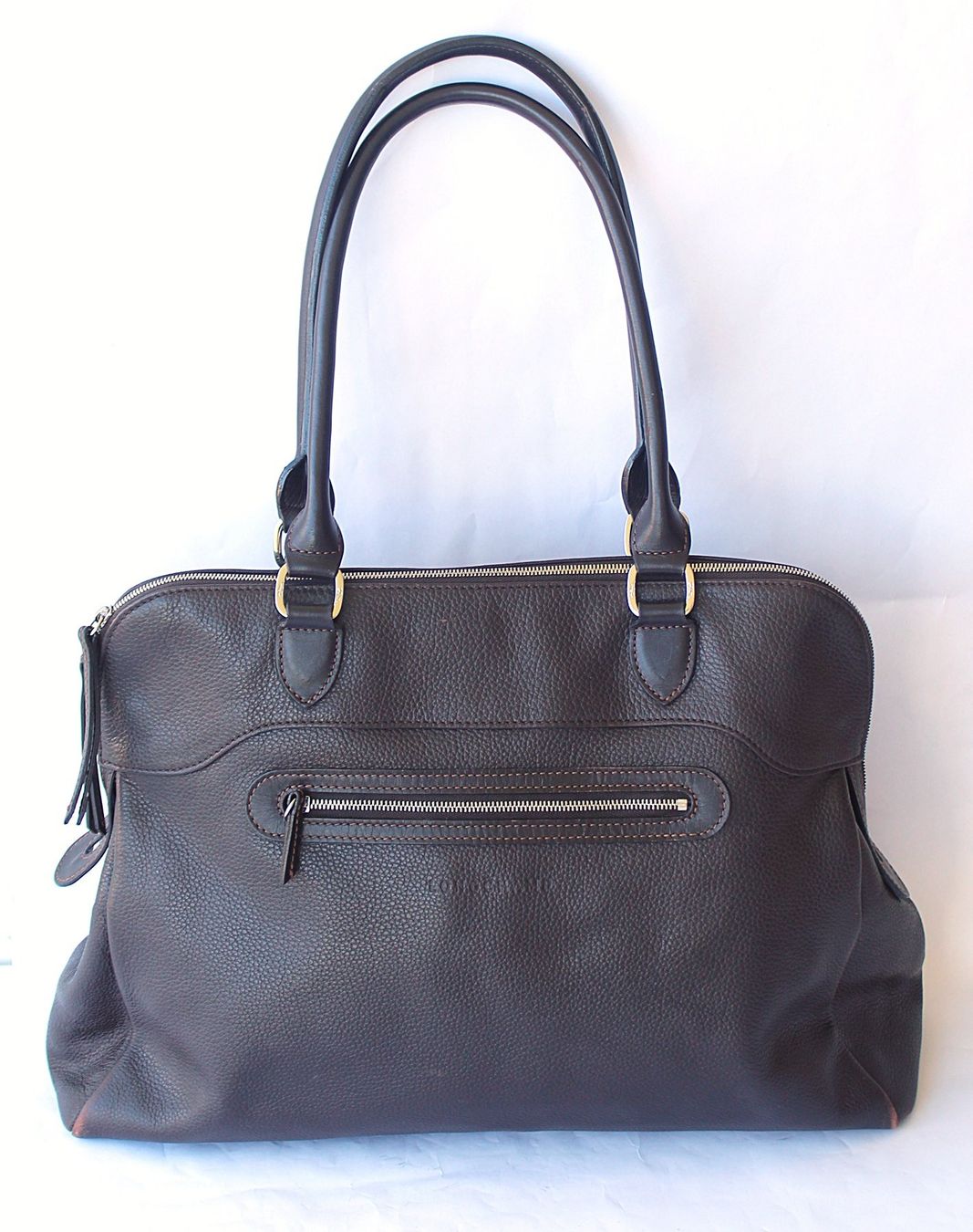 Longchamp Taschen für Damen: Vintage dunkelbraune Longchamp Paris Ledertasche – Gebraucht aus Zürich von Auctionata