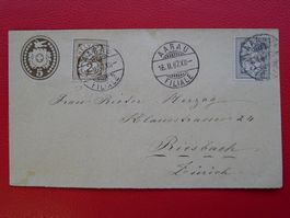 1887: Tüblibrief von AARAU n. RIESBACH mit Nr.58+59, sauber!