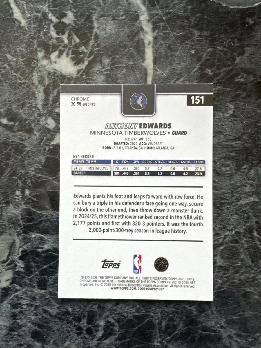 Topps Carte collezionabili: Anthony Edwards topps chrome x-fractor – Usato da Affoltern am Albis venduto da mr_choppa 1