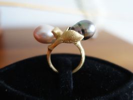 Bypass Ring, 18K Gelbgold, Tahiti- und Süsswasserperle