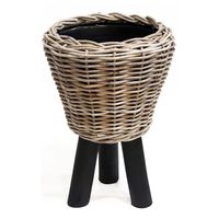Rattan Blumentopf auf Füssen Shabby Chic