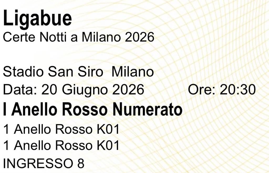 Biglietti: Biglietti Ligabue San Siro – Usato da Kloten venduto da pie_f99f 1