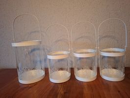 4er Set Windlichter / Laternen, Metall/Glas, Top Zustand!