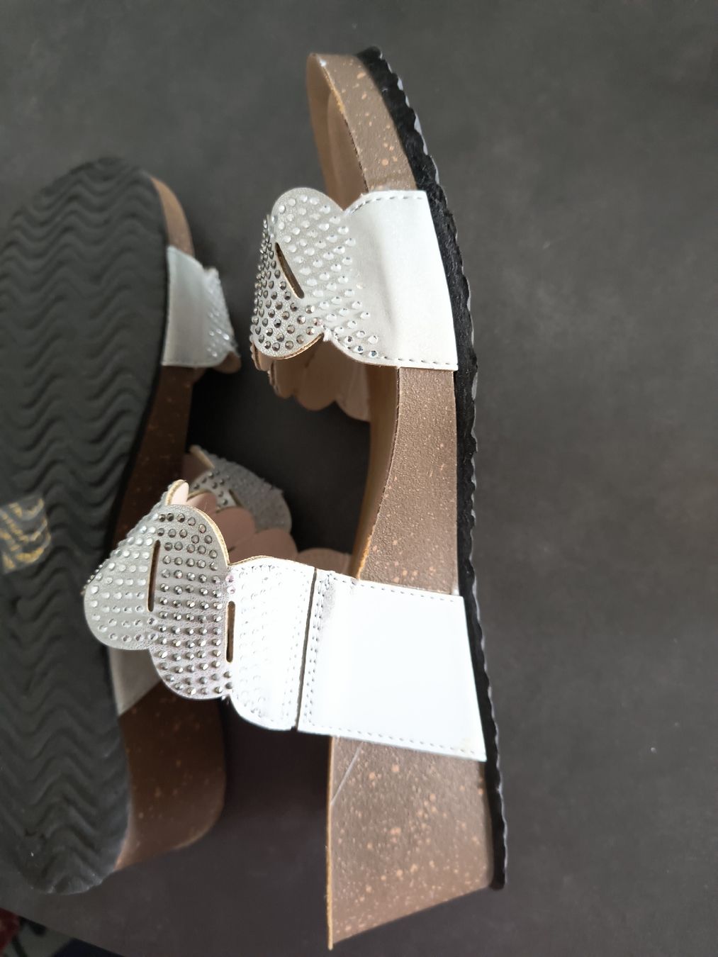 Damenschuhe: Sommer Pantoletten mit Strass, Silber, Grösse 40 – Gebraucht aus Würenlingen von Striga 2