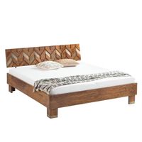 Holzbett mit geometrischem Kopfteil Doppelbett Massivholz