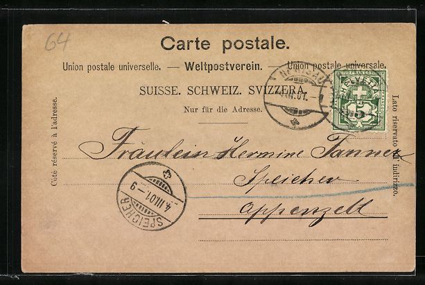 Cartoline postali: Herisau, Teilansicht mit Blick in die Be – Usato da Berlin venduto da bartko-reher 1