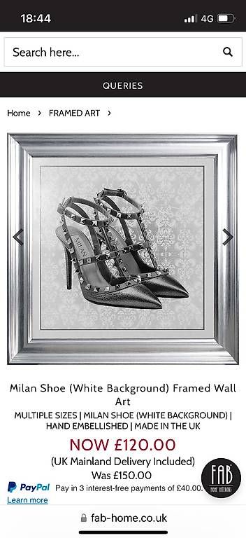 Dipinti: Tableau - Milan Shoe Framed Wall Art – Usato da Onex venduto da BabyBab 2