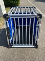 Hundetransportbox L Aluminium Blau guter Zustand