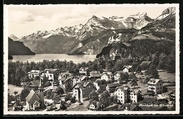Cartoline postali: Morschach, Ortsansicht mit Urirotstock – Usato da Berlin venduto da bartko-reher