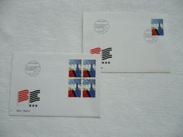 1991 2 FDC 800 Jahre Bern Einzelmarke & 4er-Block SBK 806