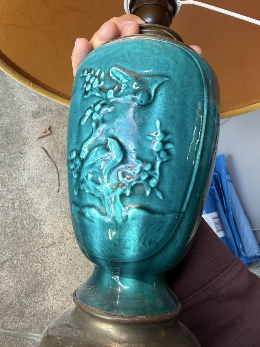 Lampade: Antike Lampe, Keramikfuss türkis – Usato da Lyss venduto da nekoreh 3