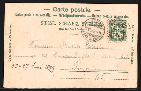 Cartoline postali: AK Kerns, Teilansicht mit Kirche, 1899 – Usato da Berlin venduto da bartko-reher 1
