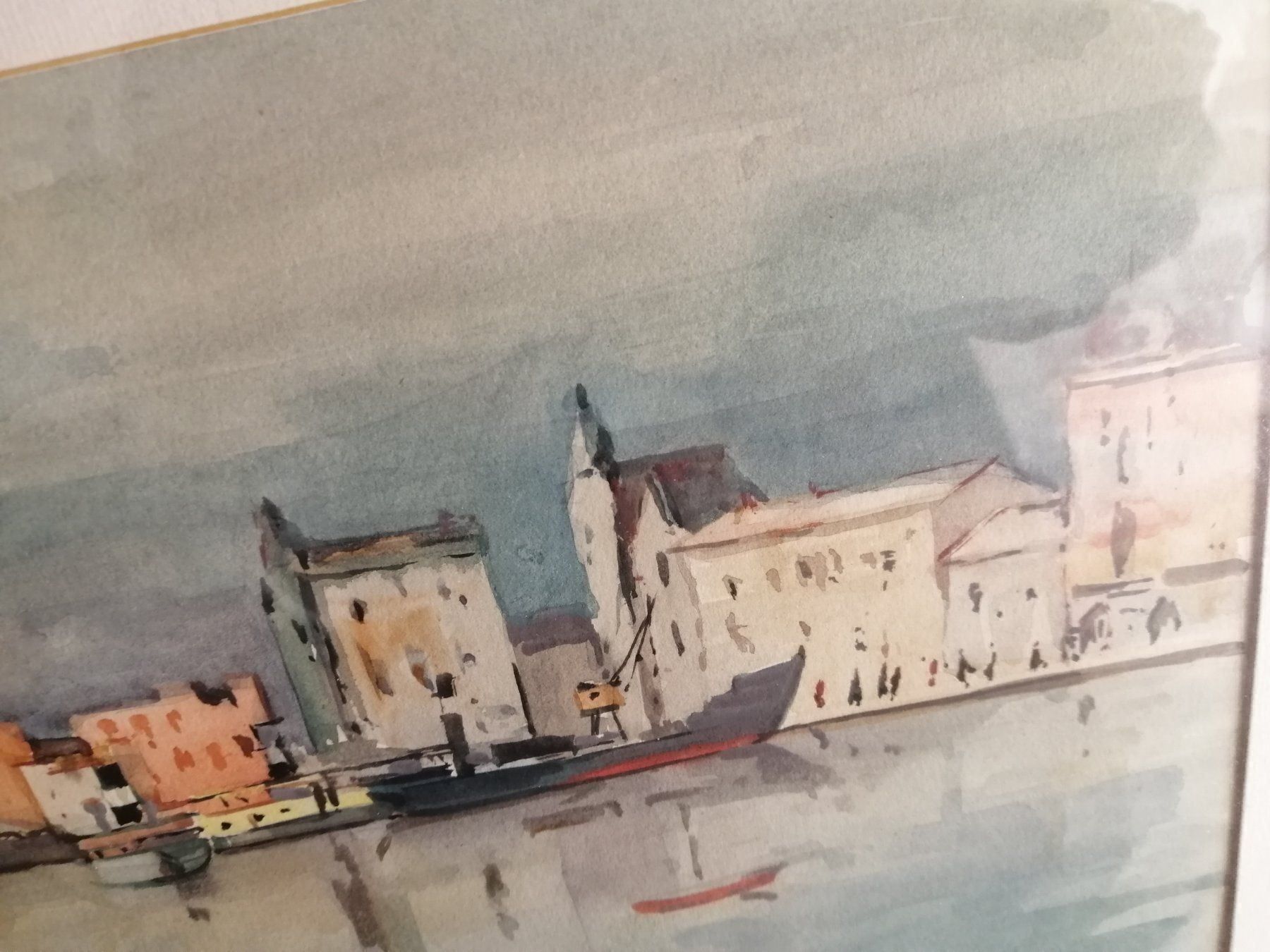 Tableaux: 2 Aquarelle, Hafenszene, von 1950 – D'occasion à Rheinfelden par Cleopatra2000 2