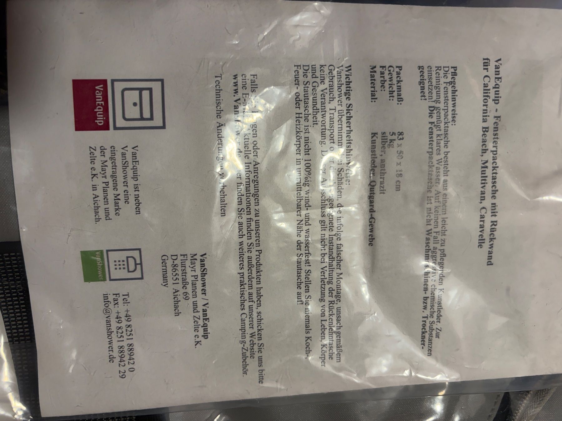 Sonstiges Campingzubehör: Fensterpacktasche mit Rueckwand silber anthrazit neu – Neu und originalverpackt aus Herisau von Usuperman 4